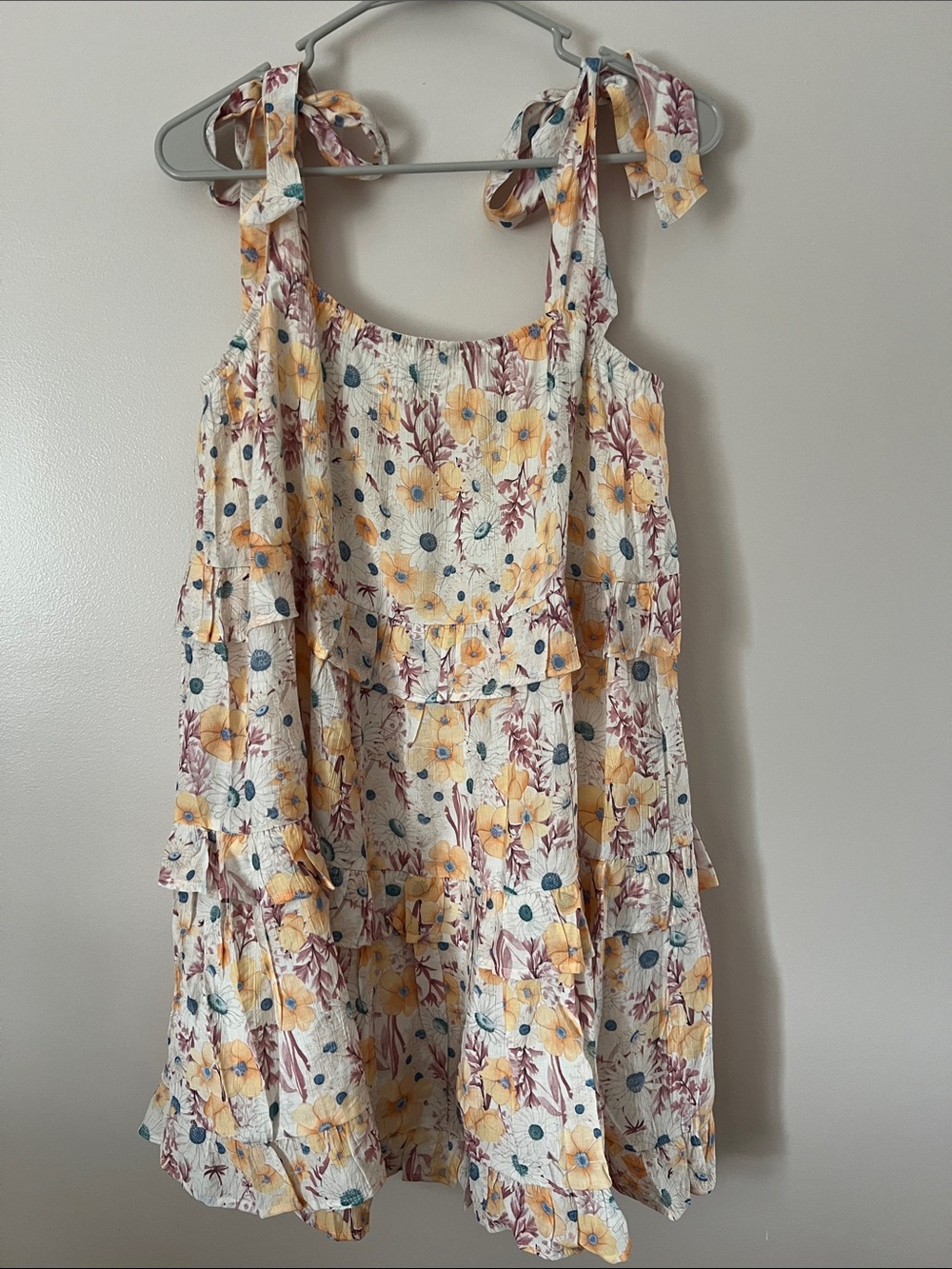 HYFVE Floral Tie-Shoulder Tiered Mini Dress